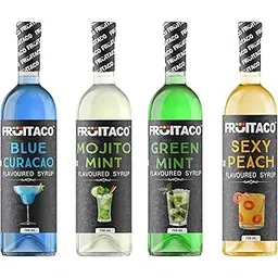 Fruitaco Blue Curacao, Mojito Mint, Green Mint, Sexy Peach Syrup: Perfect Mixer for Enhancing Mocktails & Cocktails, Drinks, and Mojitos at Parties, All Your Mixing Needs | Non-Alcoholic (Pack of 4)-image-17