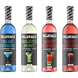 Fruitaco Blue Curacao, Mojito Mint, Grenadine, Watermelon Syrup: Perfect Mixer for Enhancing Mocktails & Cocktails, Drinks, and Mojitos at Parties, All Your Mixing Needs | Non-Alcoholic (Pack of 4)-image-14
