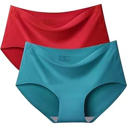 fshway Seamless ice Silk Cotton Underwear Women No Show Bikini Panties Invisibles No Panty Line Workout Hipster 2 Pack(Free Size Suitable 65 to 85 cm Waist)-picture-51