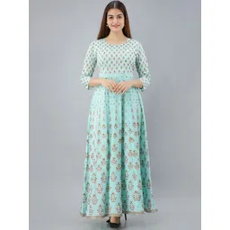 ftDiva Floral Printed Round Neck Fit and Flare Ethnic Dress-picture-35