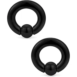 ftovosyo PA Rings Captive Bead Rings Black Spring Action CBR Screwball Rings Large Septum Ring Ear Gauges Earrings 2G 4G 6G 8G 316L Surgical Steel Pierced Body Jewelry 1Pair-picture-25