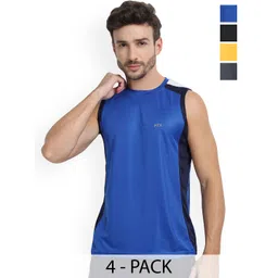 FTX Men Pack Of 4 Colourblocked Round Neck Gym Vests 709-4_709-8_709-9_709-11-S-picture-39