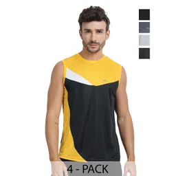 FTX Men Pack of 4 Dri-FIT Colourblocked Round Neck T-shirts-picture-41