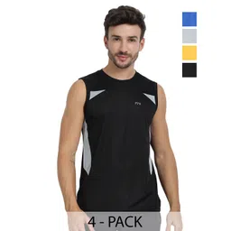 FTX Men Pack of 4 Dri-FIT Colourblocked Round Neck T-shirts-picture-31