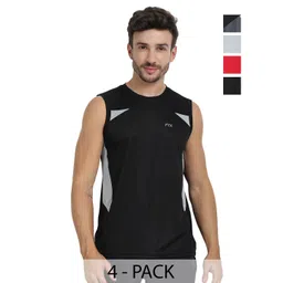 FTX Men Pack of 4 Dri-FIT Colourblocked Round Neck T-shirts-picture-26