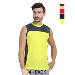 FTX Men Pack of 4 Dri-FIT Colourblocked Round Neck T-shirts-picture-28