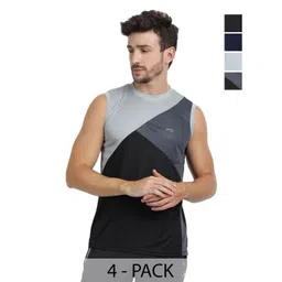 FTX Men Pack of 4 Dri-FIT Colourblocked Round Neck T-shirts-picture-30