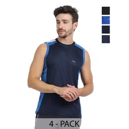 FTX Men Pack of 4 Dri-FIT Colourblocked Round Neck T-shirts-picture-36