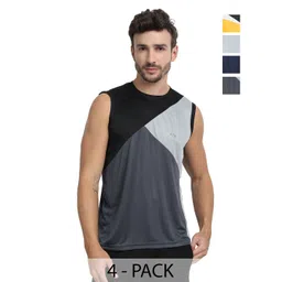 FTX Men Pack of 4 Dri-FIT Colourblocked Round Neck T-shirts-picture-38