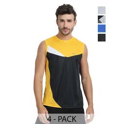 FTX Men Pack of 4 Dri-FIT Colourblocked Round Neck T-shirts-picture-34