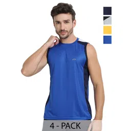 FTX Men Pack of 4 Dri-FIT Colourblocked Round Neck T-shirts-picture-37