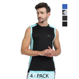 FTX Men Pack of 4 Dri-FIT Colourblocked Round Neck T-shirts-picture-11