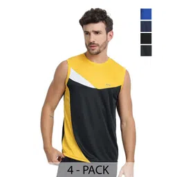 FTX Men Pack of 4 Dri-FIT Colourblocked Round Neck T-shirts-picture-36