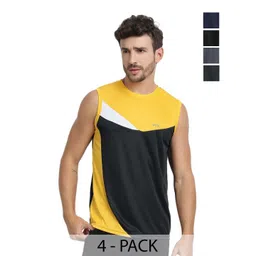 FTX Men Pack of 4 Dri-FIT Colourblocked Round Neck T-shirts image 1