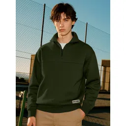 FTX Men Solid Half Zipper High Neck Long Sleeves Regular Sweatshirt-picture-23