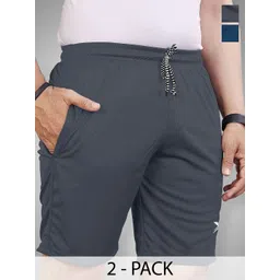 FTX Pack Of 2 Men Solid Mid Rise Casual Sports Shorts-picture-10