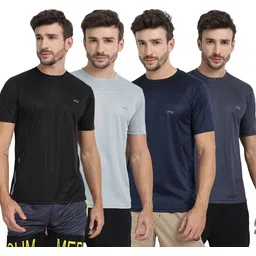 ftx Pack of 4 Men Solid Round Neck Polyester Multicolor T-Shirt-picture-11