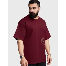 FUAARK Men Anti Odour Typography Printed Round Neck Cotton Oversized T-shirt-picture-37