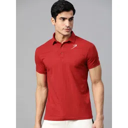 FUAARK Men Maroon Polo Collar Slim Fit Training or Gym T-shirt-image-10