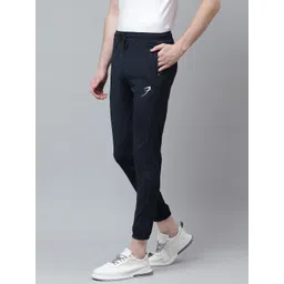Fuaark Men Navy Blue Solid Slim Fit Training Joggers-image-22