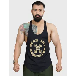 FUAARK Men Pure Cotton Gym & Workout Stringer Vest Deadlift Stringer Black-S-picture-35