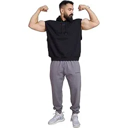 fuaark Men's Slim Fit Solid Cap Sleeveless Hoodie Neck Tshirt-picture-37