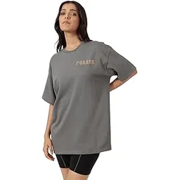 fuaark Oversized Half Sleeve Tshirt for Women, Round Neck Longline Drop Shoulder Solid T-Shirt for Women/Girls-picture-11