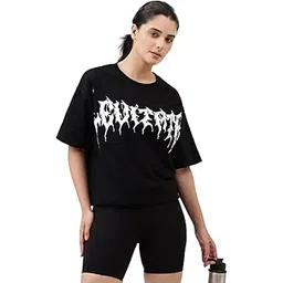 fuaark Womens W-Levitate 3/4 Sleeves Cotton Oversized Fit Printed Gym Workout & Casual T-Shirt-picture-28