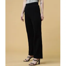 fuback Women Regular Fit Black Viscose Rayon Trousers-picture-21