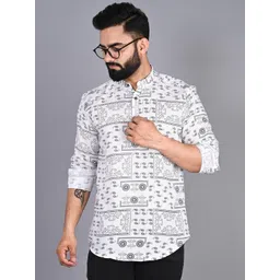 FUBAR Mandarin Collar Ethnic Motifs Printed Short Kurta-picture-30