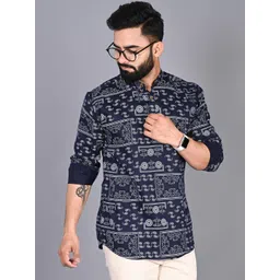 FUBAR Mandarin Collar Ethnic Motifs Printed Straight Short Kurta-picture-10