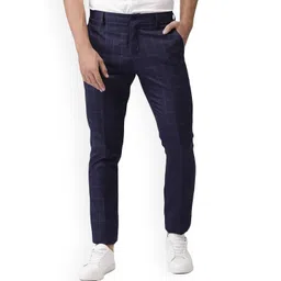 FUBAR Men Checked Mid Rise Relaxed Slim Fit Easy Wash Regular Trousers-picture-26