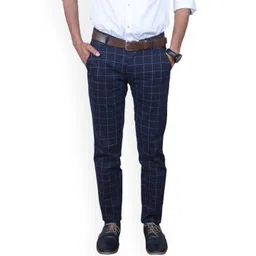FUBAR Men Checked Relaxed Slim Fit Easy Wash Chinos Trousers-picture-25