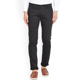 FUBAR Men Checked Relaxed Slim Fit Easy Wash Chinos Trousers-picture-26