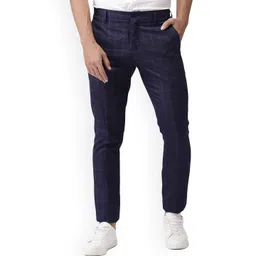FUBAR Men Checked Relaxed Slim Fit Easy Wash Chinos Trousers-picture-24