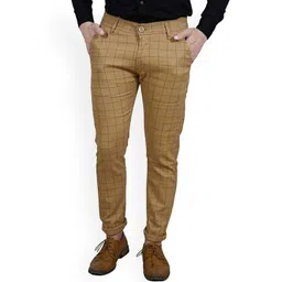 FUBAR Men Checked Relaxed Slim Fit Easy Wash Cotton Chinos Trousers-picture-37