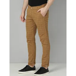 FUBAR Men Checked Relaxed Slim Fit Easy Wash Cotton Trousers-picture-37