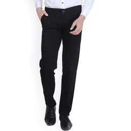 FUBAR Men Checked Relaxed Slim Fit Easy Wash Formal Trousers-picture-34