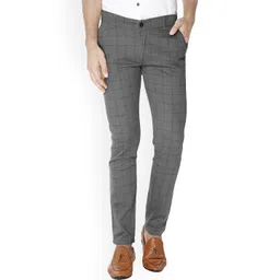 FUBAR Men Checked Relaxed Slim Fit Easy Wash Trousers-picture-20