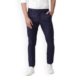 FUBAR Men Checked Relaxed Slim Fit Easy Wash Trousers-picture-11