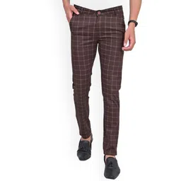 FUBAR Men Checked Relaxed Slim Fit Easy Wash Trousers-picture-17