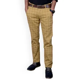 FUBAR Men Checked Relaxed Slim Fit Easy Wash Trousers image 1