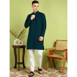 FUBAR Men Embroidered Mandarin Collar Regular Thread Work Kurta with Pyjamas-picture-18