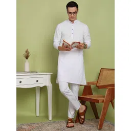 FUBAR Men Mandarin Collar Embroidered Thread Work Kurta image 4