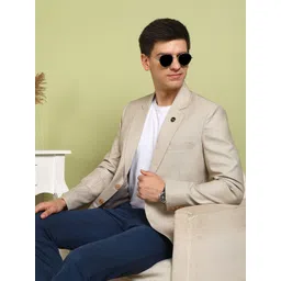 FUBAR Men Self-Design Slim-Fit Single Breasted Blazer image 5