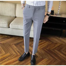 fubar Men Slim Fit Grey Viscose Rayon Trousers-picture-17