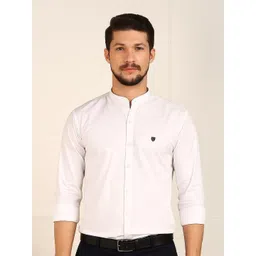 FUBAR Men Slim Fit Solid Band Collar Pure Cotton Formal Shirt-picture-20