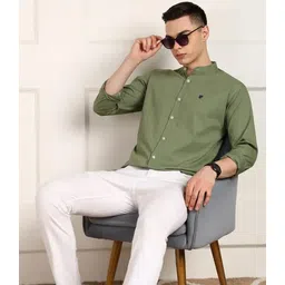 fubar Men Slim Fit Solid Mandarin Collar Casual Shirt-picture-11