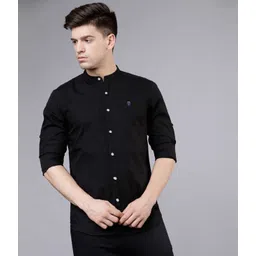 fubar Men Slim Fit Solid Mandarin Collar Casual Shirt-picture-28