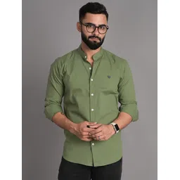 fubar Men Slim Fit Solid Mandarin Collar Casual Shirt-picture-24